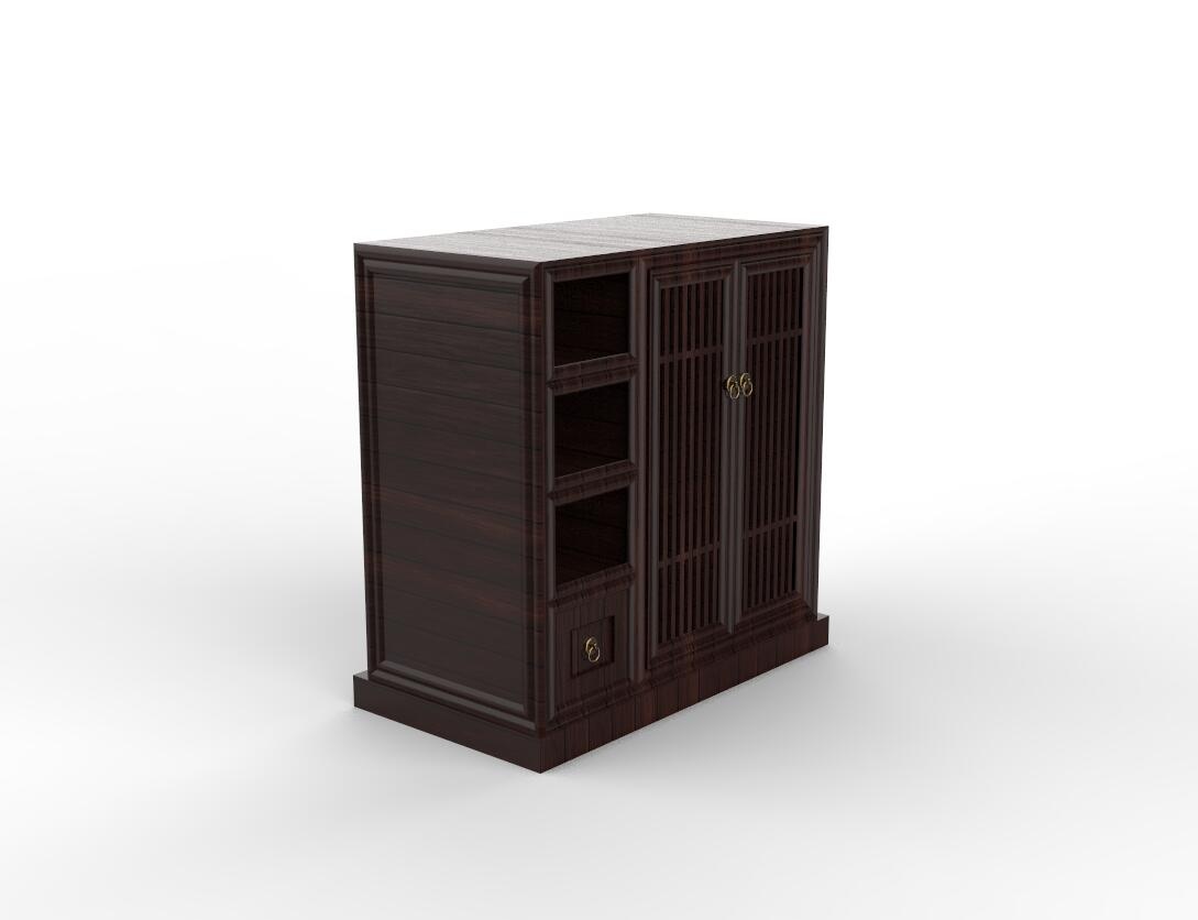 实木柜子模型、中式风格、建模渲染